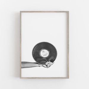 Vinyl Record Print, Music Print, Black and White Art, Vinyl Record Art, DIGITAL DOWNLOAD, PRINTABLE Art, Large Wall Art