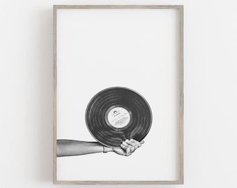 Vinyl Record Print: Black and White Music Art (Digital Download)