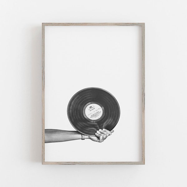 Vinyl Record Print, Music Print, Black and White Art, Vinyl Record Art, DIGITAL DOWNLOAD, PRINTABLE Art, Large Wall Art