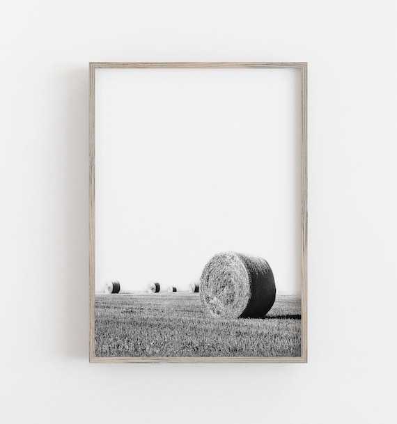 Hay Bales Wall Art, Black and White Art, Farm Wall Decor, Farmhouse Wall Decor, Neutral Home Decor DIGITAL DOWNLOAD, PRINTABLE Wall Art