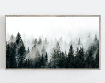 Forest Trees Frame TV Art, Evergreen Trees Frame Tv, Forest in Fog, Holiday Frame Tv, Digital DOWNLOAD, Samsung Frame Tv