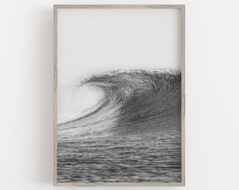 Black and White Ocean Wave Print: Coastal Wall Art (Digital Download)