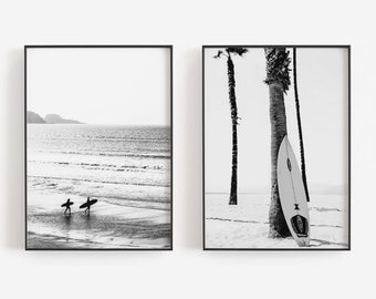 Surfer Wall Art, Beach Wall Art, Black and White Art, Surfboard Print, Trendy Wall Art, DIGITAL DOWNLOAD, PRINTABLE Wall Art, Large Wall Art