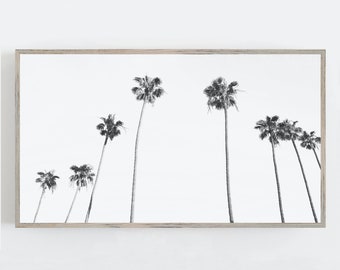 Frame TV Art, Palm Trees Wall Art, Samsung Frame TV Art, Frame Art Tv, Black and White, Coastal Decor, Digital DOWNLOAD, Digital Art for Tv