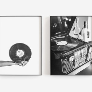 Vinyl Record Wall Art, Black and White Art, Record Player Print, Hipster Wall Decor, DIGITAL DOWNLOAD, PRINTABLE Wall Art, Large Wall Art