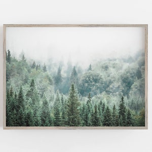 Forest Wall Art, Emerald Green Art, Forest in Mist Print, Nature Wall Art, DIGITAL DOWNLOAD, PRINTABLE Wall Art, Large Wall Art