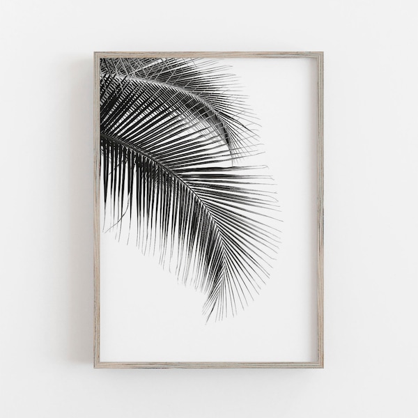 Palm Leaves Print, Black and White Art, Coastal Wall Art, Minimalist Wall Art, Modern Art, DIGITAL DOWNLOAD, PRINTABLE Art, Large Wall Art