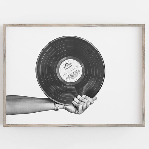 Art mural disque vinyle, art noir et blanc, décoration murale bohème, impression disque, art minimaliste, téléchargement numérique, art imprimable, grand art mural