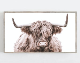 Samsung Frame TV Art, Highland Cow Art, Frame TV Art, Animal Wall Art, Farmhouse Wall Decor, Digital DOWNLOAD, Digital Art for Tv