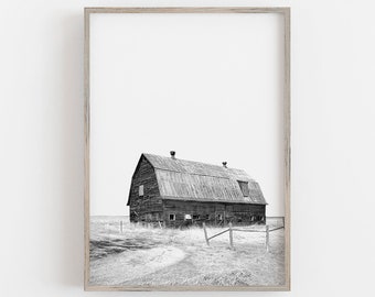 Old Barn Wall Art, Farmhouse Wall Decor, Black and White Art, Old Barn Print, DIGITAL DOWNLOAD, PRINTABLE Wall Art, Large Wall Art