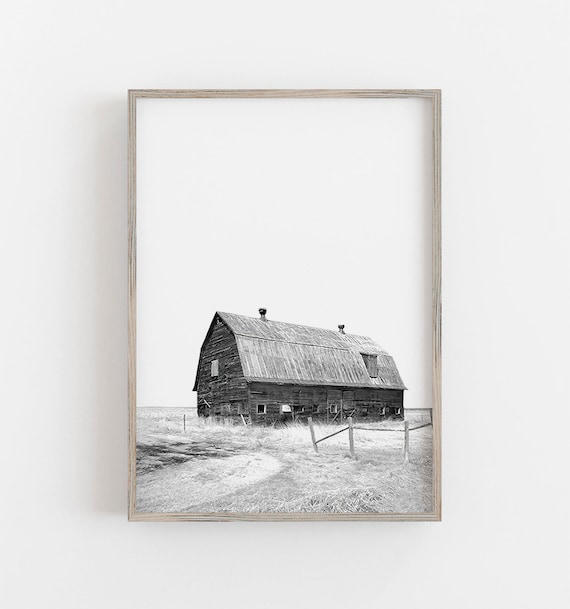 Barn Print Farmhouse Decor Black and White Art Barn Wall Etsy