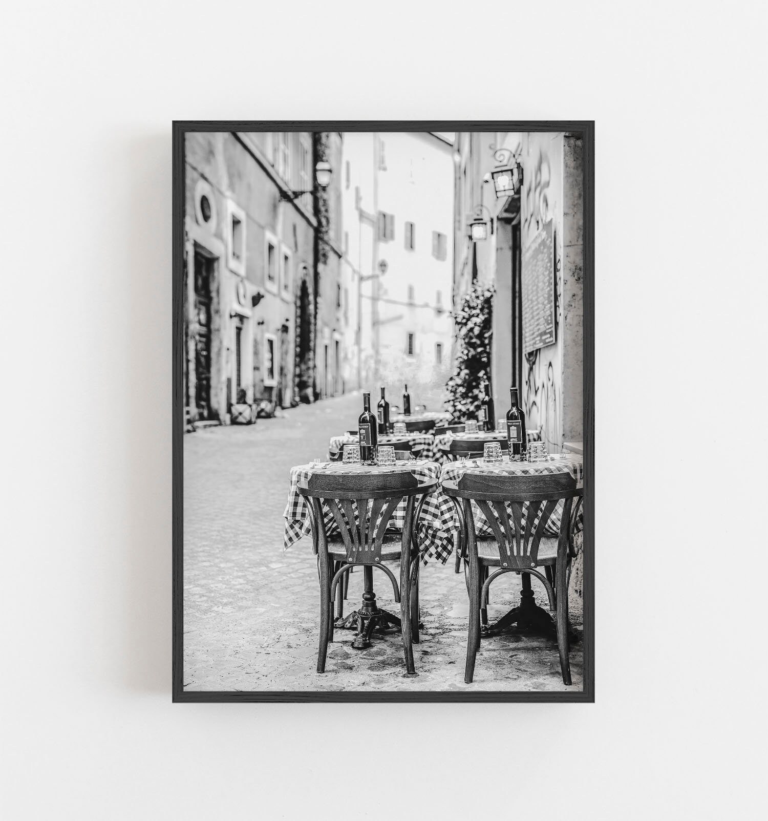 Italy Wall Art Black and White Art Outdoor Cafe Print Etsy