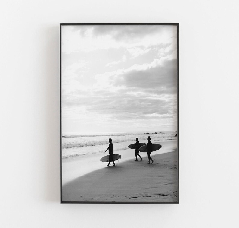 Surf Prints Surfer Wall Art Set of 2 Prints Black and White | Etsy