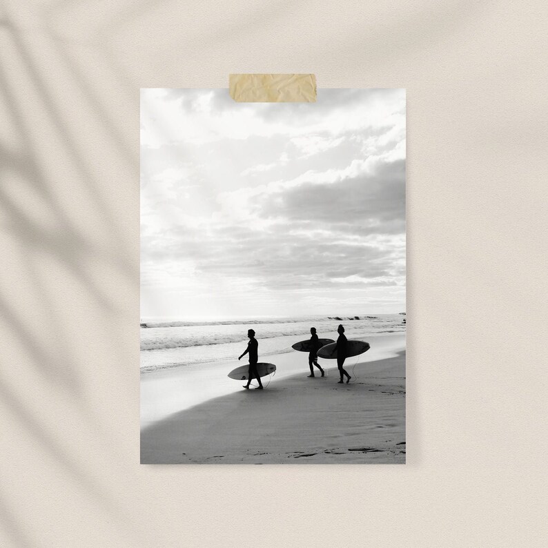 Surf Prints Surfer Wall Art Set of 2 Prints Black and White | Etsy