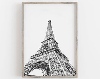 Impresión de la Torre Eiffel: Fotografía de París en blanco y negro (Descarga digital)