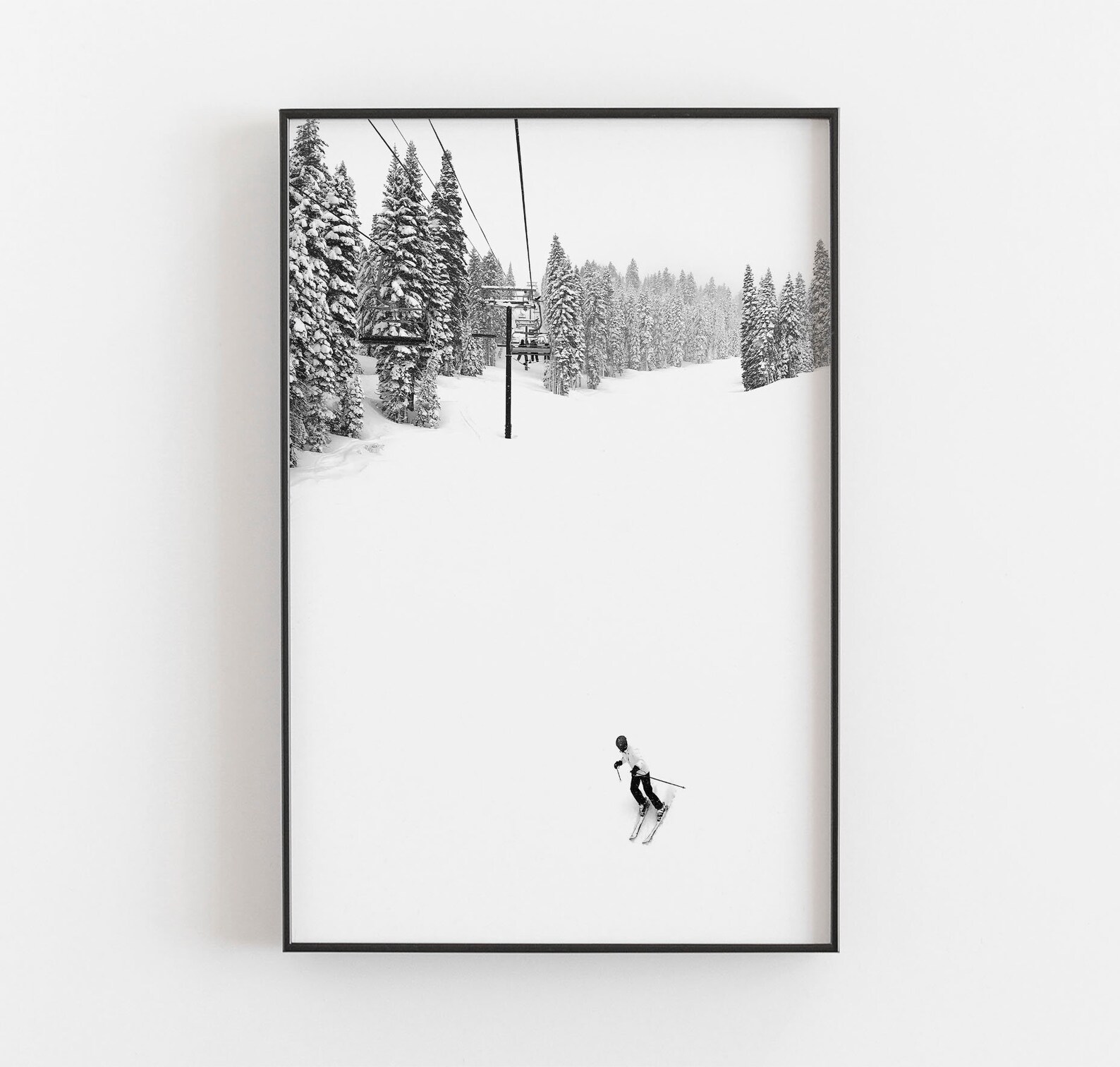 Ski Wall Art Black and White Art Winter Wall Art Minimalist Etsy