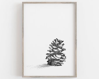 Pine Cone Art, Black and White Art, Minimalist Wall Art, Nature Wall Art, Rustic Wall Decor, DIGITAL DOWNLOAD, PRINTABLE Wall Art, Large Art