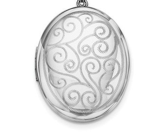 Sterling Silver Oval Shaped Engraved Scroll Picture Locket