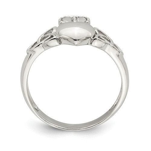 Sterling Silver Two-Piece Claddagh Ring Set - Engagement & Wedding Band, High Polish, Celtic Knot Design, Size 7