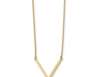 14k Yellow Gold Polished V Triangle Necklace