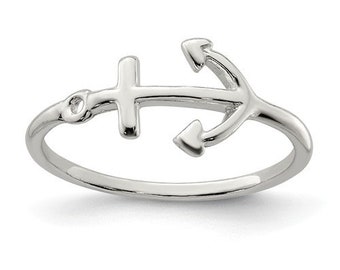 Sterling Silver Nautical Anchor Ring