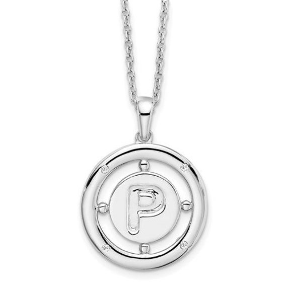 Sterling silver 2024 diamond initial necklace