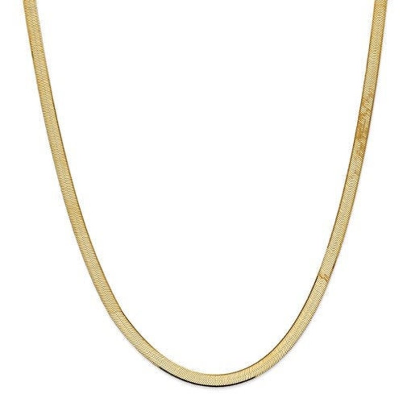 14K Solid Yellow Gold 5.5mm Wide Flat Herringbone Chain 20 Etsy