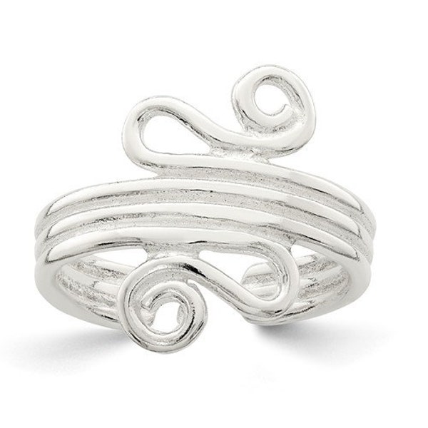 Sterling Silver Swirling Scroll Design Adjustable Toe Ring