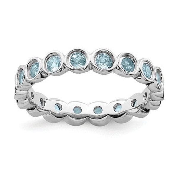 Sterling Silver and Aquamarine Bezel Set Ring