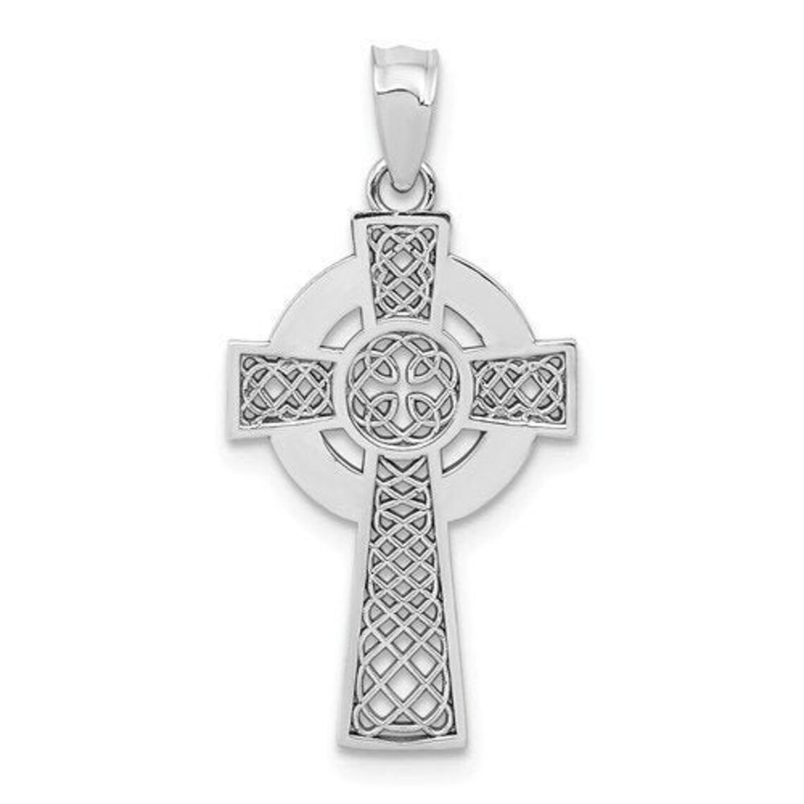 14k White Gold Celtic Knot Cross Pendant Etsy