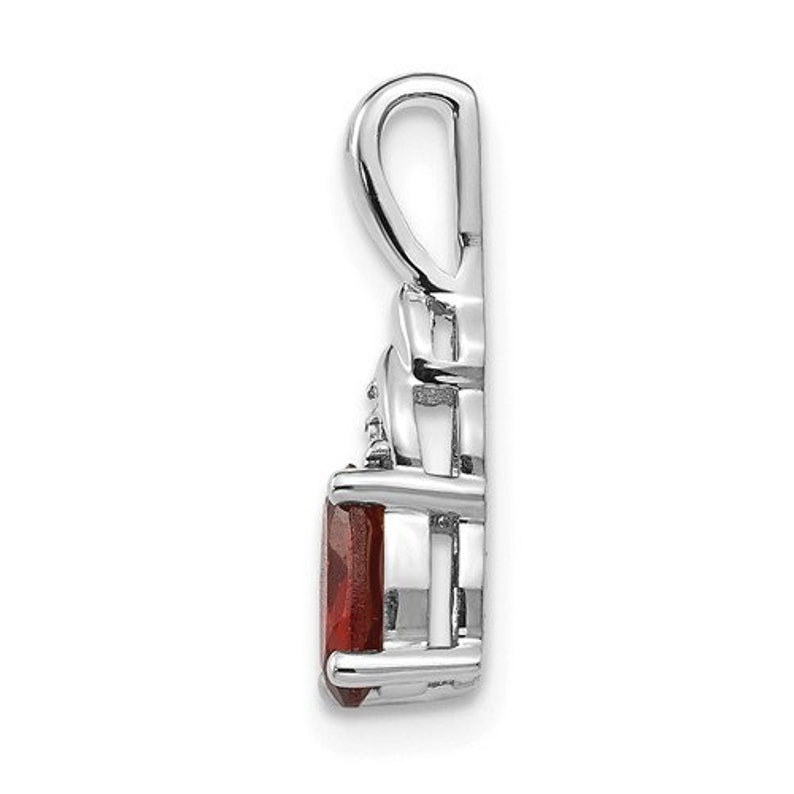14k White or Yellow Gold Garnet and Diamond Pendant January Birthstone