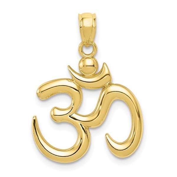 10k Polished Om Symbol Pendant,Om Symbol Pendant, Om Mantra Pendant, Tibetan, Buddhist, Nepal Pendant, Boho, Funky Om,Yoga jewelry