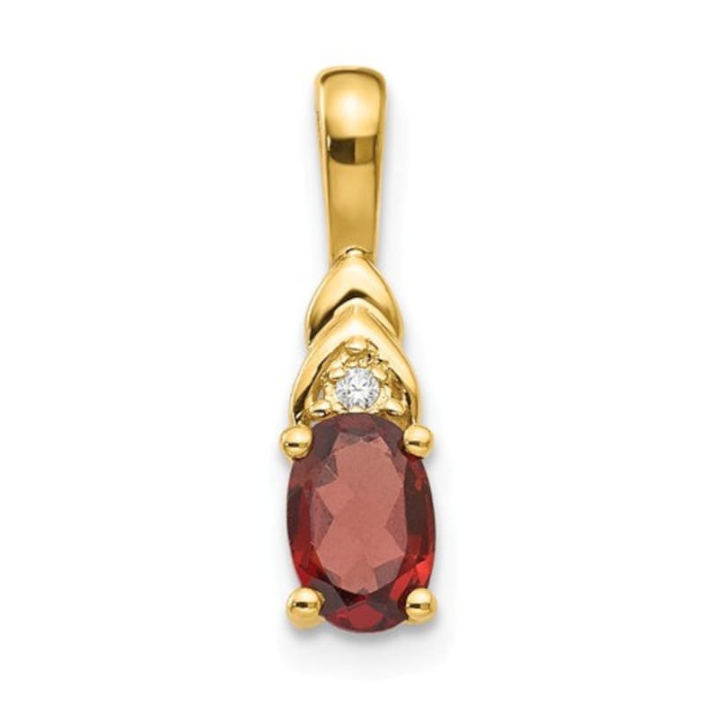 14k White or Yellow Gold Garnet and Diamond Pendant January Birthstone