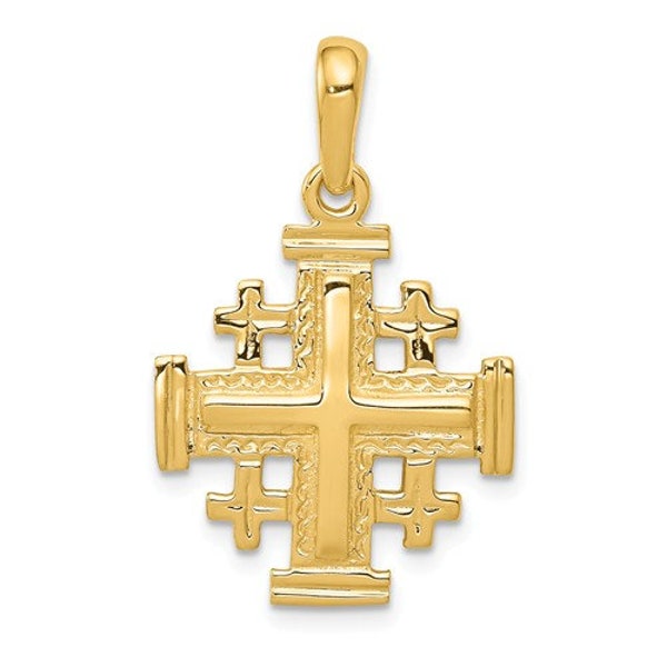 14k Yellow Gold Jerusalem Cross Pendant