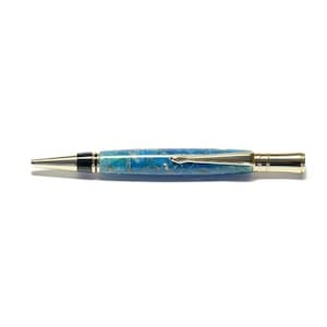 No160 - Stylo Acrylique Bleu et particules de sapin