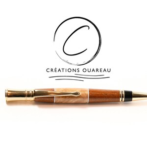 No146 - Stylo style Executif en Acajou avec insertion en bois de loupe d erable.