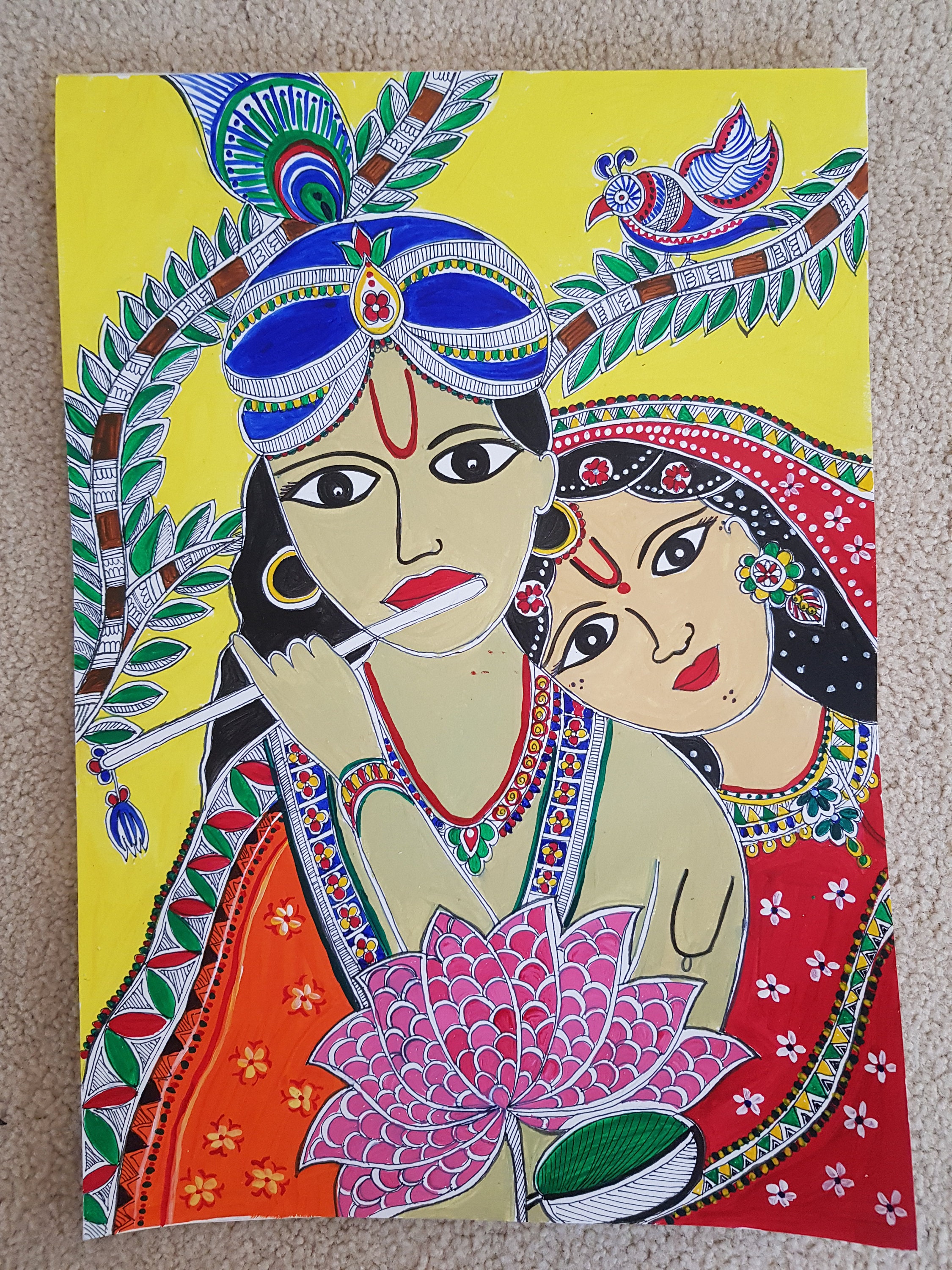 Radha Krishna Traditional Indian Madhubani Painting - Etsy UK