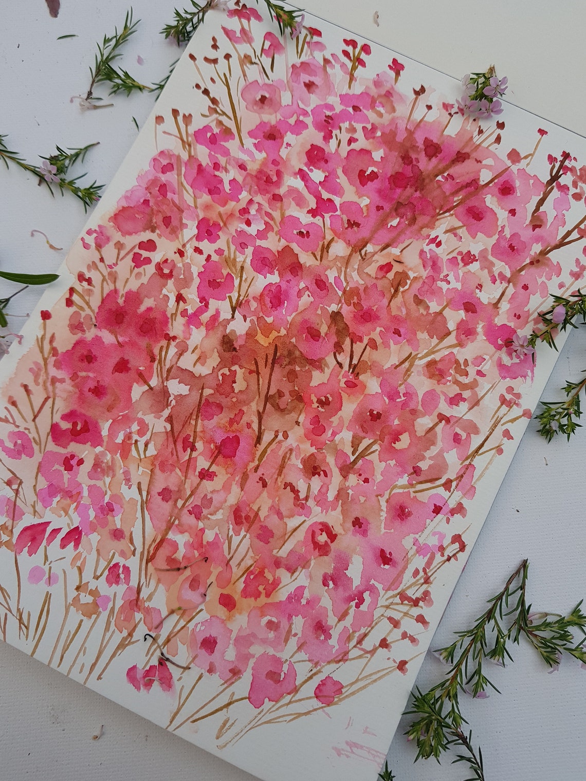 Original Watercolor Floral Painting Babys Breath on Etsy