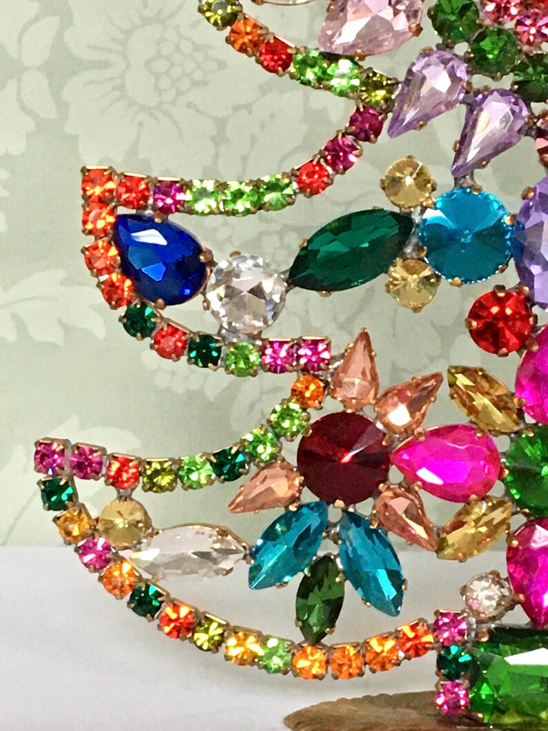 Large 8 Czech Rhinestone Tree, Vintage Rhinestone Tree, Czech Mantle Tree, Crystal Christmas