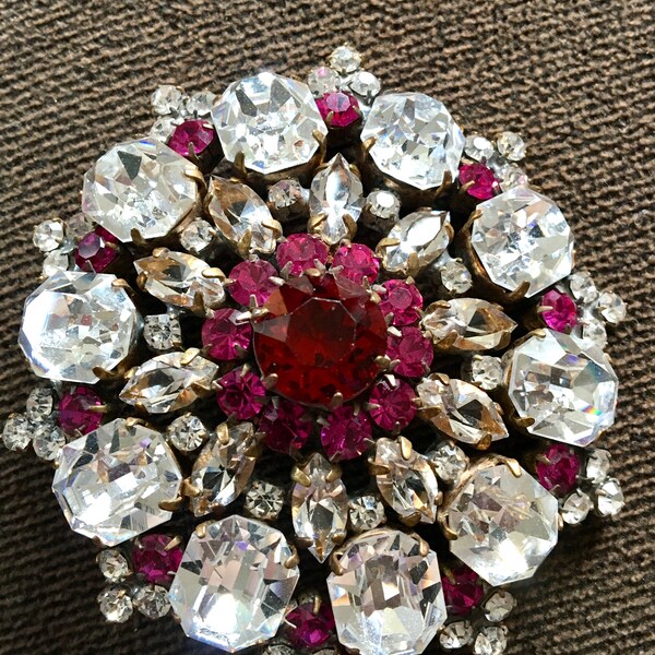 Czech 2.5”  Rhinestone Brooch, Vintage Rhinestone Brooch