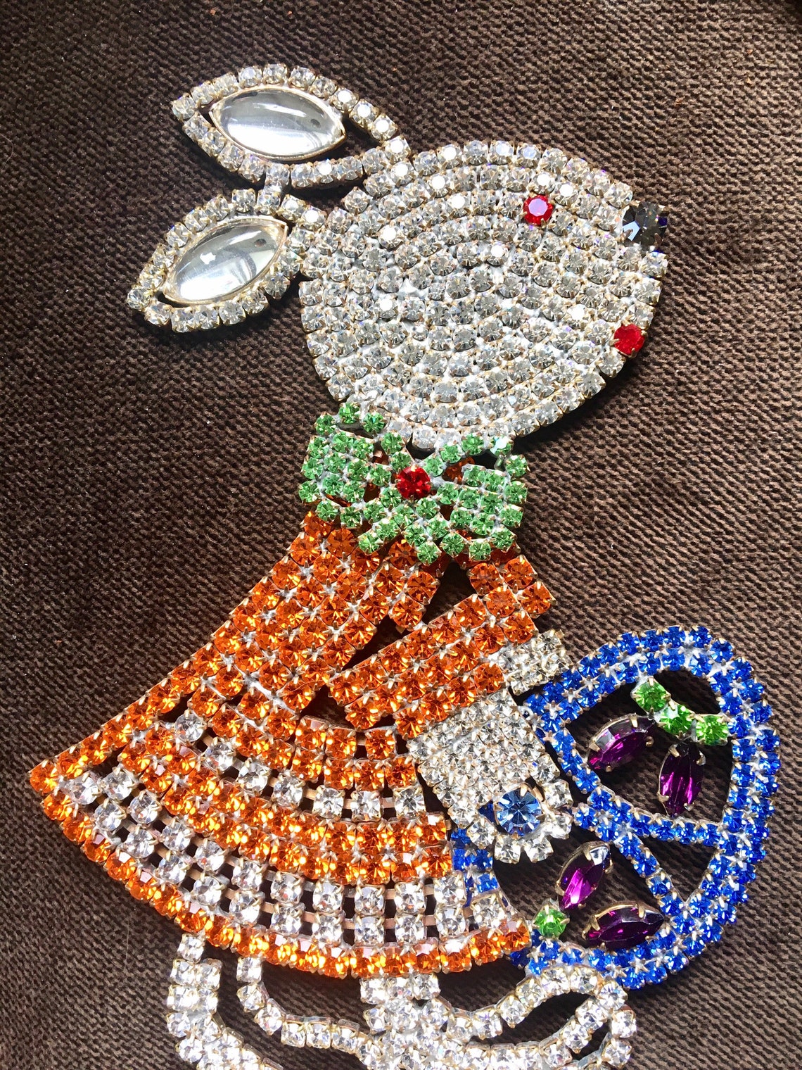 Large 6.75 Czech Rhinestone Bunny Rhinestone Easter Bunny - Etsy