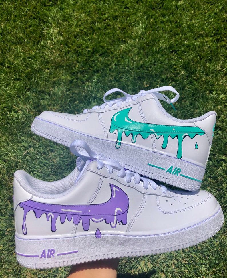 Purple and Turquoise Drip Air Force 1 - Etsy