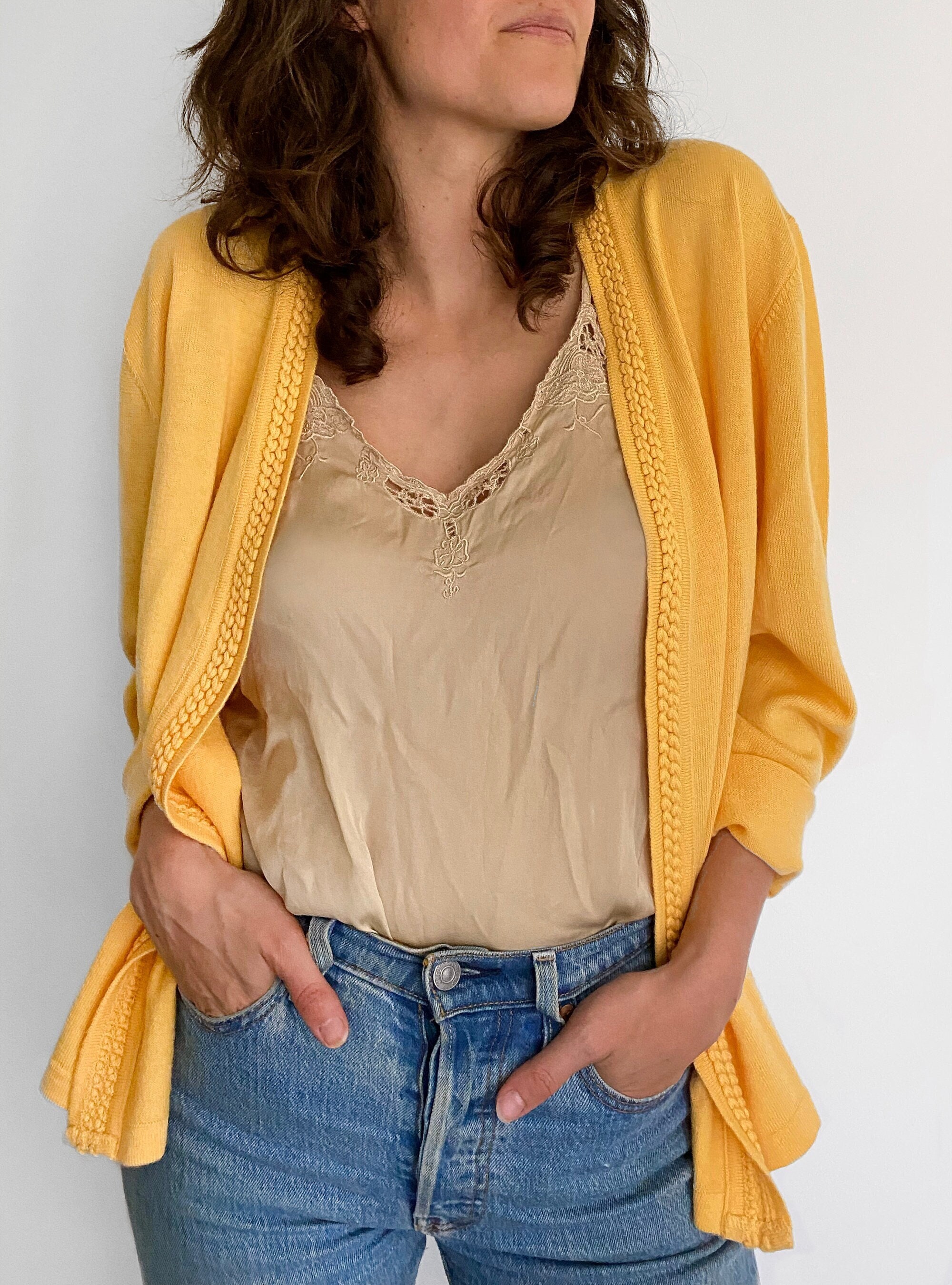 Mustard Yellow Cardigan - Etsy