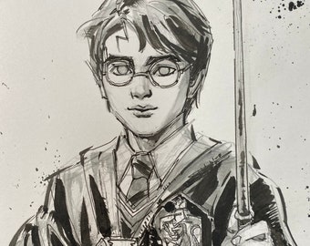 Harry Potter Ink Sketch Original Art 6” x 9”