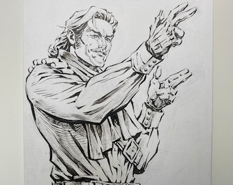 Revolver Ocelot - Metal Gear Solid 5 Original Art Sketch 6” x 9”