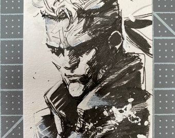 Solid Snake - Metal Gear Solid Original Art Sketch Card 2.5" x 3.5"