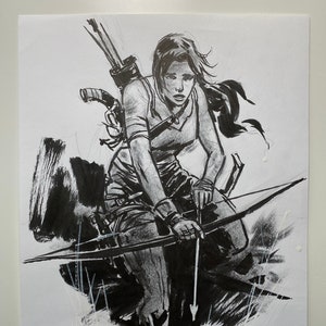 Lara Croft - Tomb Raider Original Art Ink Sketch 8.5”x11”