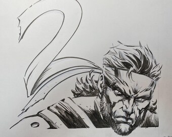 Solid Snake: MGS Con 2 — Cons of Liberty Graphic Final Ink Drawing