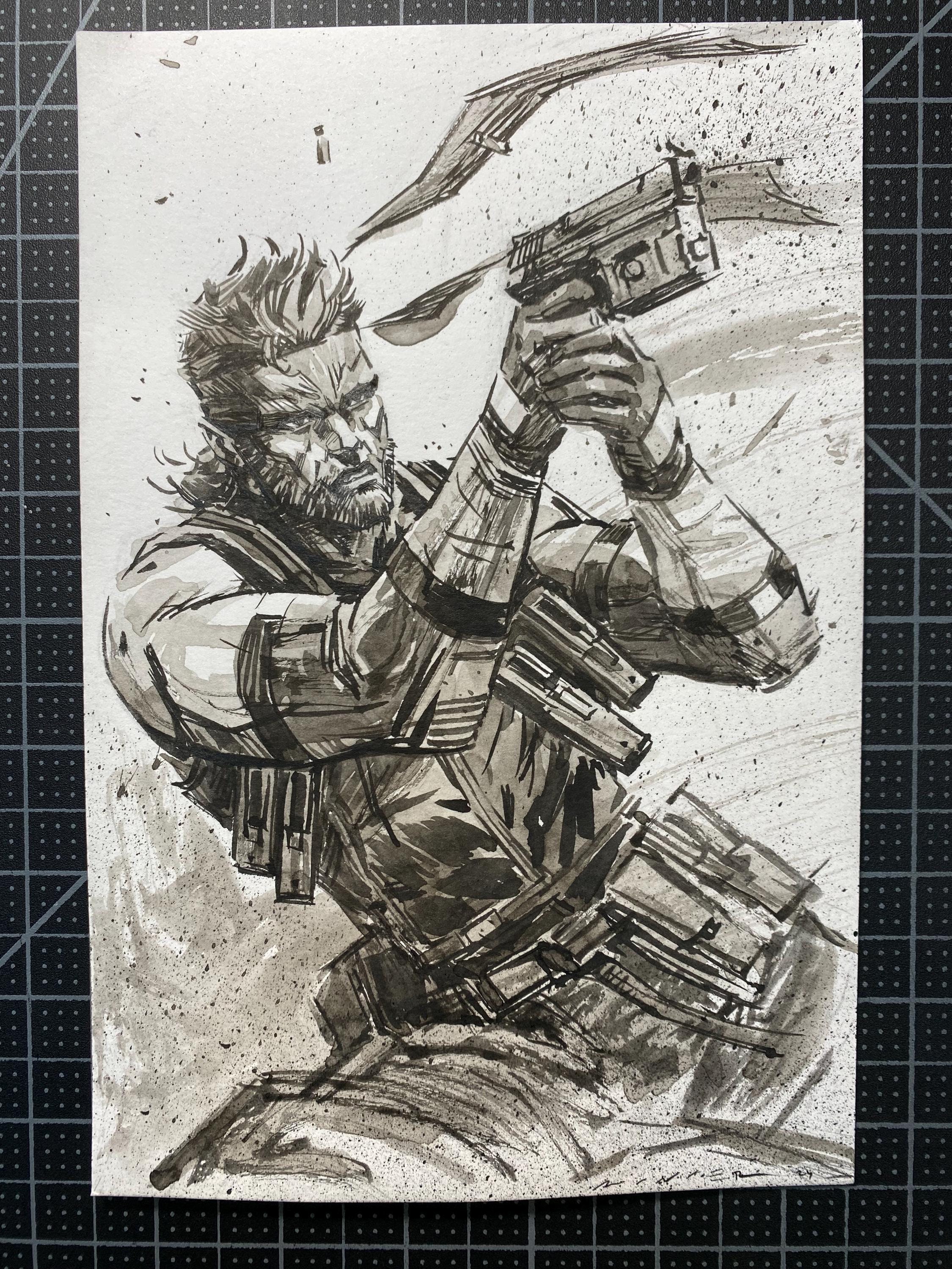 Solid Snake: Metal Gear Solid 2 Quick Draw Original Art Sketch 6” x 9”