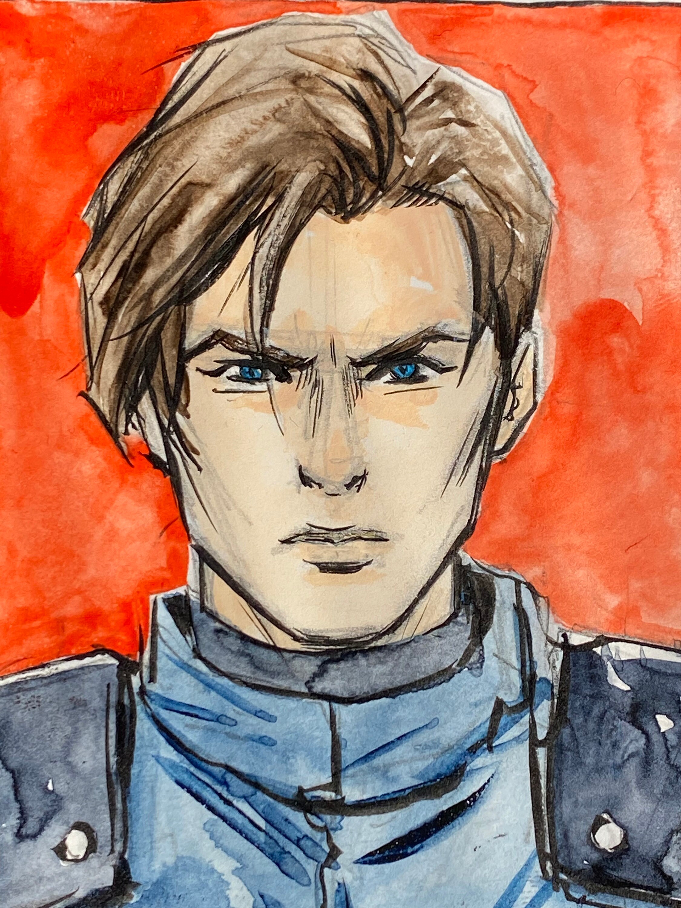 Leon S. Kennedy Resident Evil 2 Original Art Watercolor - Etsy